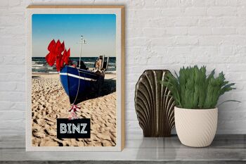 Panneau en bois voyage 30x40cm plage de Binz Allemagne vacances à la mer 3