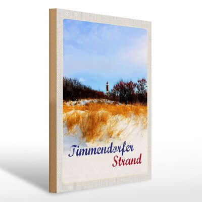 Cartello in legno da viaggio 30x40 cm Timmendorfer Strand faro rosso