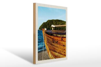 Panneau en bois voyage 30x40cm Binz plage mer bateau en bois 1