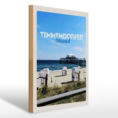 Cartello in legno da viaggio 30x40 cm Timmendorfer beach sedie a sdraio mare
