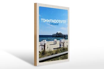 Panneau en bois voyage 30x40cm Timmendorfer plage chaises de plage mer 1