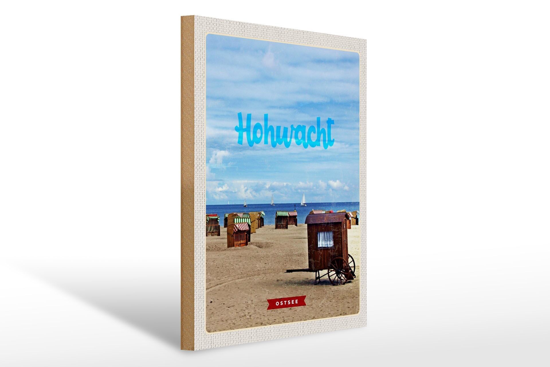Cartello in legno da viaggio 30x40 cm Hochwacht Barche della costa del Mar Baltico