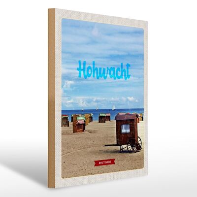 Cartello in legno da viaggio 30x40 cm Hochwacht Barche della costa del Mar Baltico