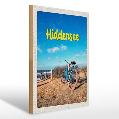 Holzschild Reise 30x40cm Hiddensee Fahrrad Strand Meer Urlaub