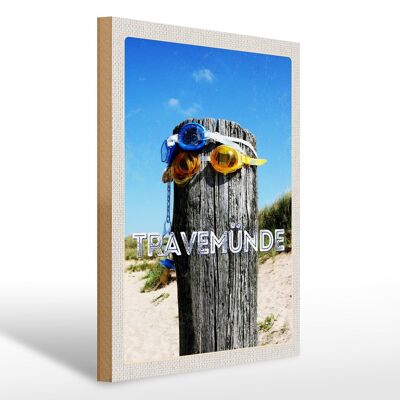 Cartello in legno da viaggio 30x40 cm Ciuccio per occhialini da nuoto Travemünde