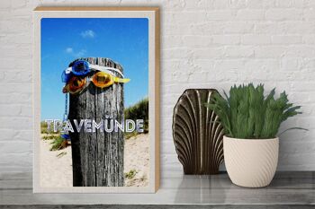 Panneau en bois voyage 30x40cm Travemünde lunettes de natation sucette 3