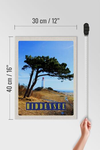 Panneau en bois voyage 30x40cm Hiddensee phare arbre pâturage prairie 4