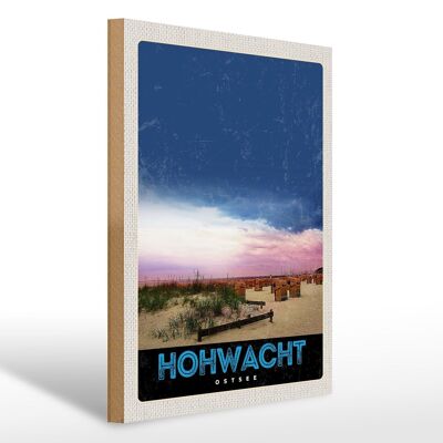 Cartello in legno da viaggio 30x40 cm Hochwacht Spiaggia del Mar Baltico