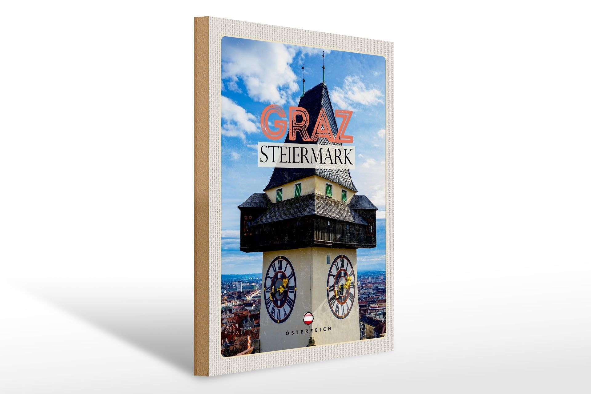 Holzschild Reise 30x40cm Graz Steiermark Kirche Stadt