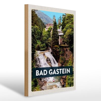 Holzschild Reise 30x40cm Bad Gastein Wasserfall Natur Wald