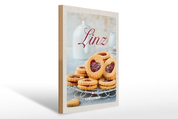 Panneau en bois voyage 30x40cm Linz pâtisseries biscuits garniture aux fraises 1