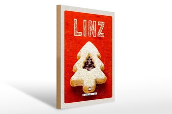 Panneau en bois voyage 30x40cm Biscuits d'hiver de Linz garniture aux fraises 1