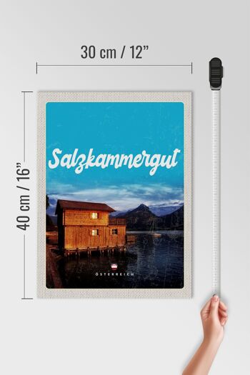 Panneau en bois voyage 30x40cm Salzkammergut Autriche maison au bord du lac 4