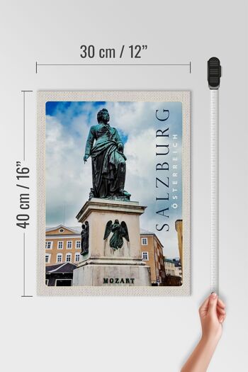 Panneau en bois voyage 30x40cm Salzbourg Mozart sculpture Vieille Ville 4