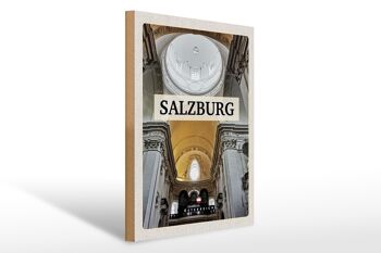 Panneau en bois voyage 30x40cm Église de Salzbourg Autriche de l'intérieur 1