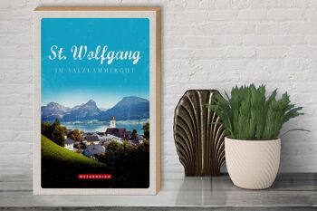 Panneau en bois voyage 30x40cm pcs. Wolfgang dans la ville du Salzkammergut 3