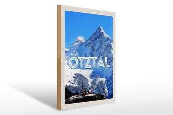 Panneau en bois voyage 30x40cm Ötztal Autriche montagne neige hiver 1