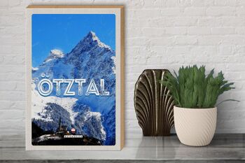 Panneau en bois voyage 30x40cm Ötztal Autriche montagne neige hiver 3