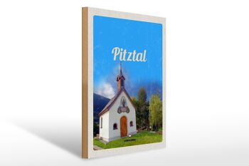 Panneau en bois voyage 30x40cm Église de Pitztal Autriche Vacances nature 1