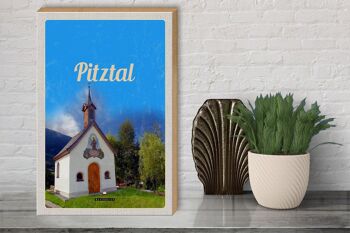 Panneau en bois voyage 30x40cm Église de Pitztal Autriche Vacances nature 3