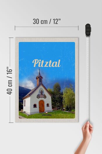 Panneau en bois voyage 30x40cm Église de Pitztal Autriche Vacances nature 4