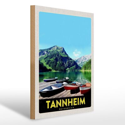 Cartel de madera viaje 30x40cm Tannheim Austria caminata por la naturaleza
