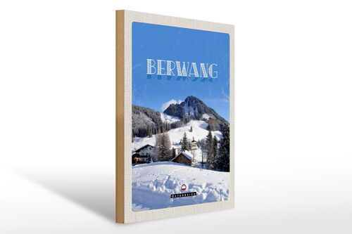 Holzschild Reise 30x40cm Berwang Österreich Schnee Skiurlaub