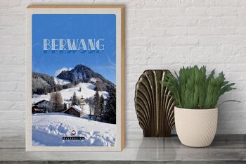 Panneau en bois voyage 30x40cm Berwang Autriche vacances au ski sur neige 3