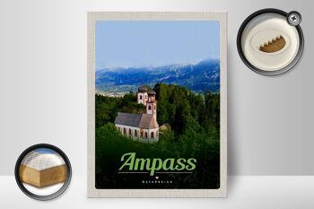 Panneau en bois voyage 30x40cm Ampass Autriche église dans la forêt nature 2