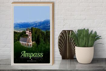 Panneau en bois voyage 30x40cm Ampass Autriche église dans la forêt nature 3