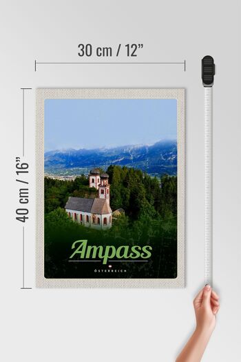 Panneau en bois voyage 30x40cm Ampass Autriche église dans la forêt nature 4