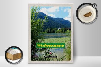 Panneau en bois voyage 30x40cm Weißensee vacances lac natation nature 2