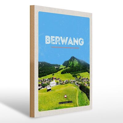 Cartel de madera viaje 30x40cm Berwang Austria pastos montañas naturaleza