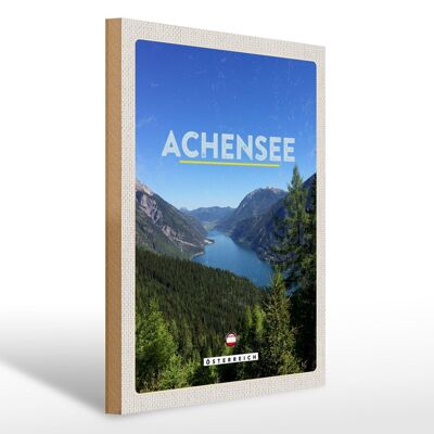 Cartel de madera viaje 30x40cm Achensee Austria caminata familiar