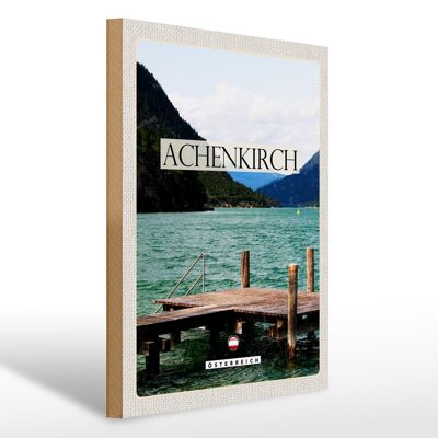 Cartello da viaggio in legno 30x40 cm Achenkirch Austria Steg am See