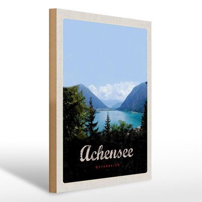 Cartel de madera viaje 30x40cm Achensee excursión a pie montañas lago naturaleza
