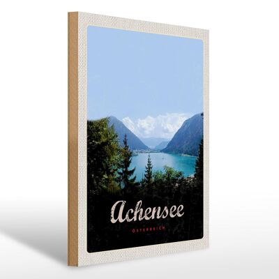 Holzschild Reise 30x40cm Achensee Wandertour Berge See Natur