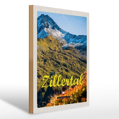 Cartello in legno da viaggio 30x40cm Zillertal Austria natura foreste di montagna