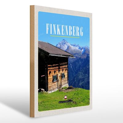 Cartel de madera viaje 30x40cm Finkenberg casa natural montaña senderismo