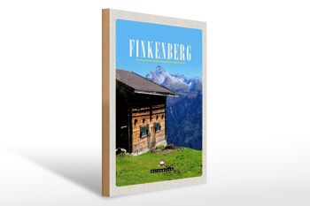 Panneau en bois voyage 30x40cm Finkenberg maison nature randonnée en montagne 1