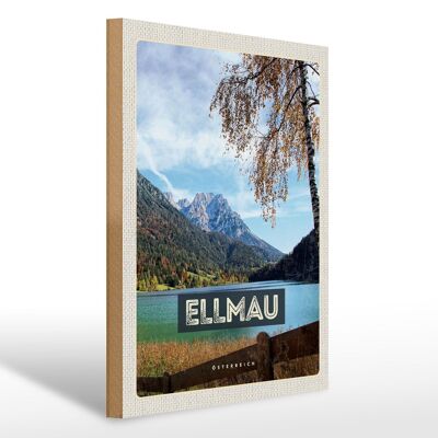 Cartel de madera viaje 30x40cm Ellmau Austria montañas lago naturaleza