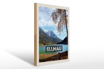 Panneau en bois voyage 30x40cm Ellmau Autriche montagnes lac nature 1