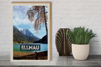 Panneau en bois voyage 30x40cm Ellmau Autriche montagnes lac nature 3