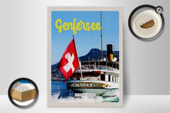Panneau en bois voyage 30x40cm Lac Léman Suisse Tour en bateau Lasuisse 2