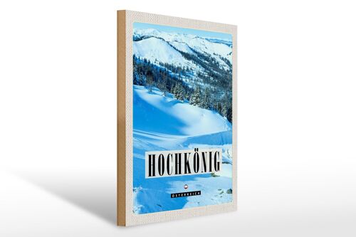 Holzschild Reise 30x40cm Hochkönig Skipiste Winter Schnee Natur