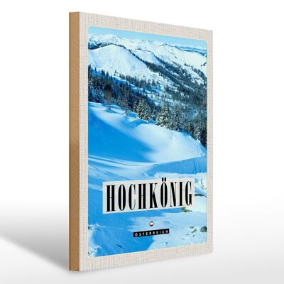 Cartel de madera viaje 30x40cm Hochkönig pista de esquí invierno nieve naturaleza