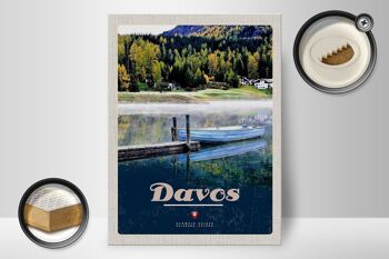 Panneau en bois voyage 30x40cm Davos Suisse randonnée lac vacances 2