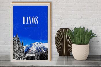 Panneau en bois voyage 30x40cm Davos hiver vacances au ski tour d'hiver 3