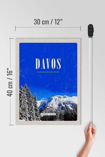 Panneau en bois voyage 30x40cm Davos hiver vacances au ski tour d'hiver 4