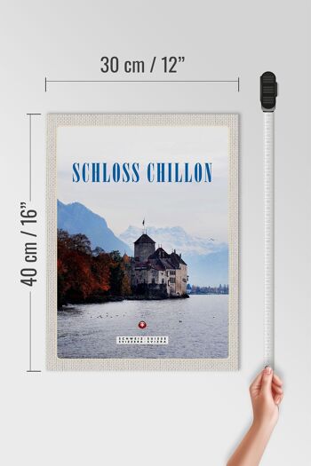 Panneau en bois voyage 30x40cm Vue Château de Chillon Lac Léman 4